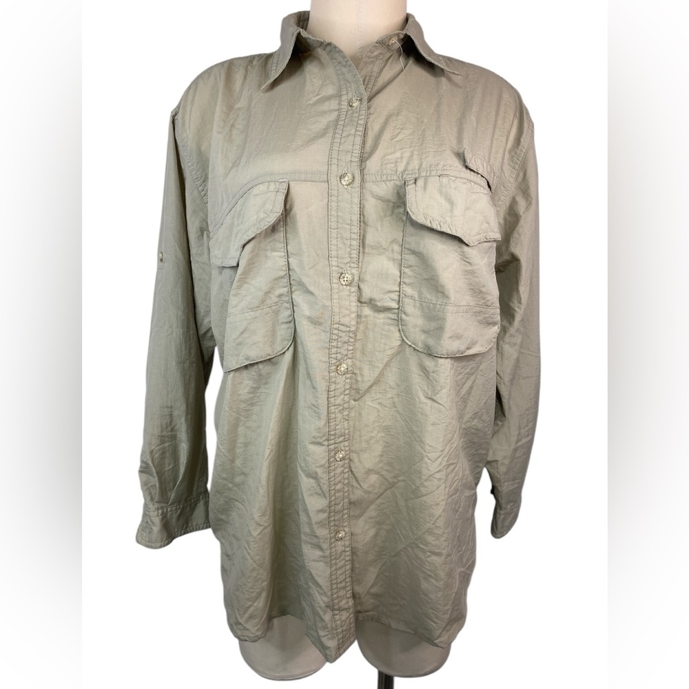 World Wide Sportsman Beige Long Sleeve Button-Up Fishing Shirt Women’s Large